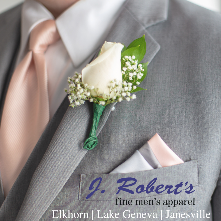 Get measured today for a custom fit tuxedo or suit for your wedding at J. Robert's Menswear, a local tuxedo shop and men's clothing store in Elkhorn, Lake Geneva, and Janesville
